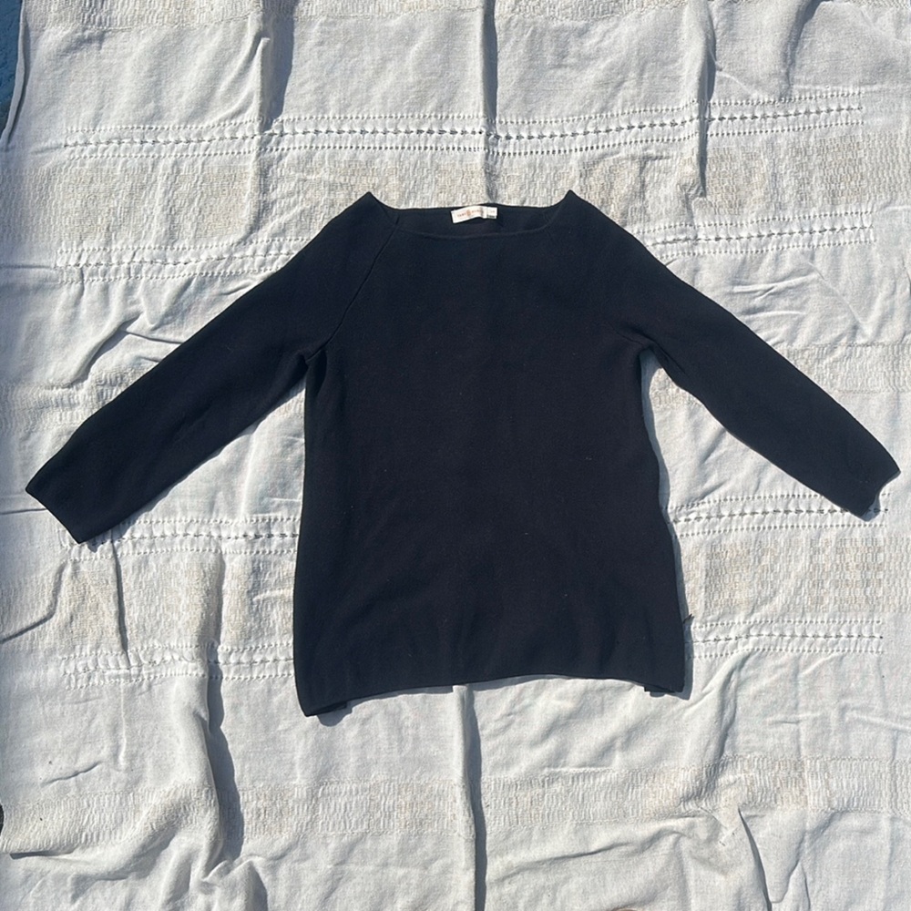 Tory Burch Black Crew Neck Sweater with Long Sleeves